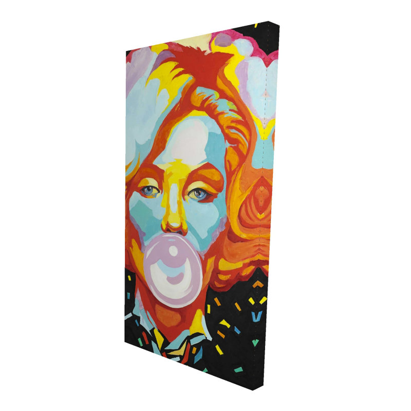 Colorful Marilyne Monroe Bubblegum Canvas | Orange Home Decor