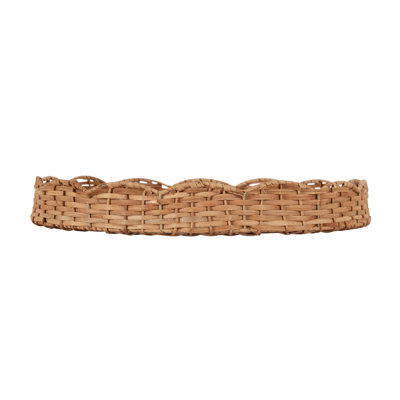 Scalloped Round Rattan Tray