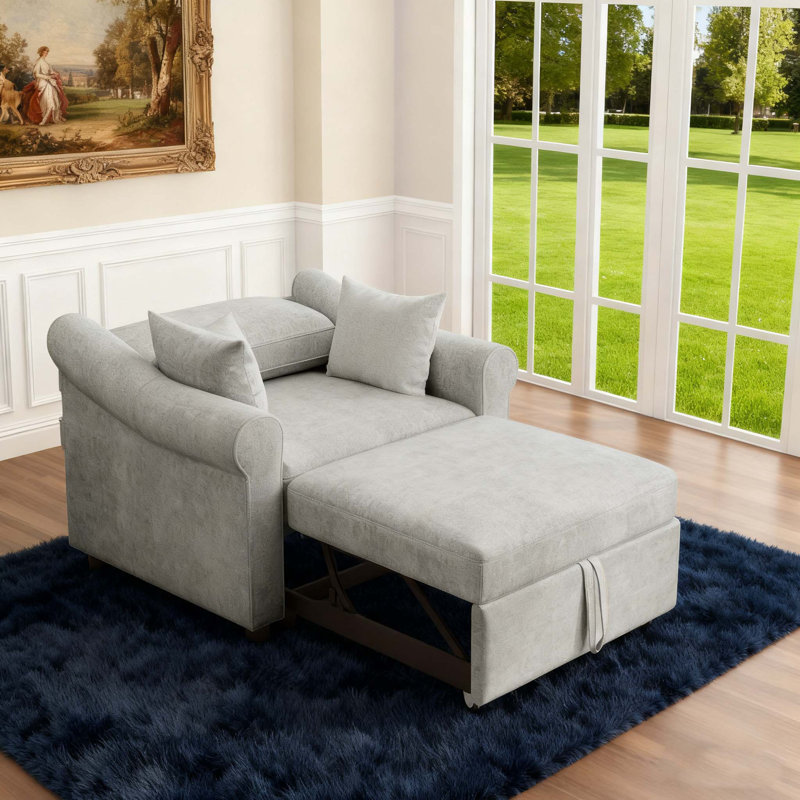 Fauteuil convertible en chenille avec dossier réglable 3 en 1, Gris