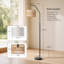 Lampe sur pied arquée en rotin 65 po avec télécommande et ampoule, abat-jour tambour en rotin tissé à la main à deux couches