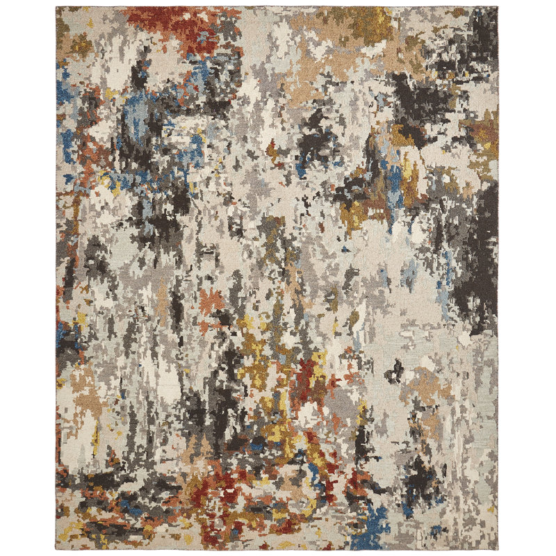 Roussel Wool Abstract Area Rug, Rectangle 2' x 3'