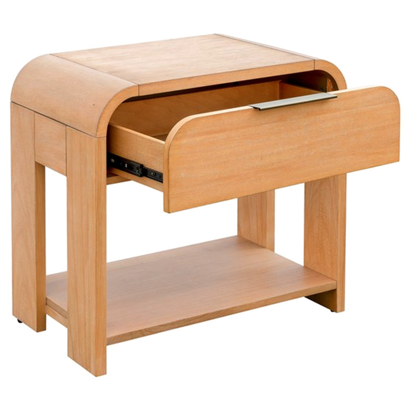 Table de chevet contemporaine avec coins arrondis et plateau en bois massif