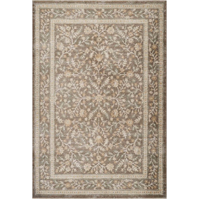 Abani Rugs EVE130A Evelyn Botanical Border Taupe Sage Area Rug