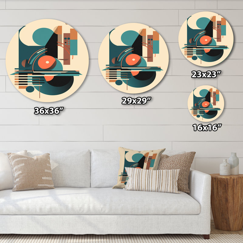 Décoration murale symphonique bleue et orange en métal II, H 23 po x l 23 po x P 1 po