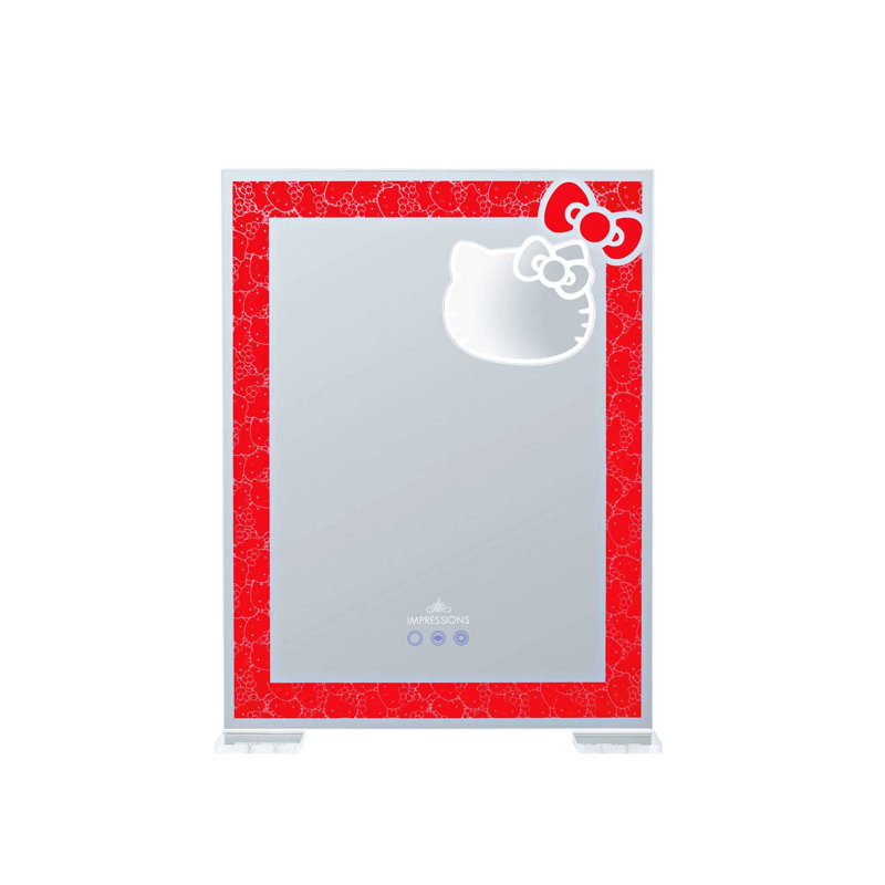 Hello Kitty RGB All Over Vanity Mirror with 5x Magnifying Removal Mirror,  Makeup Mirror with Soft Touch App Controlled Lighting, 2 in 1 Mounting Design and RGB Rainbow Lighting
