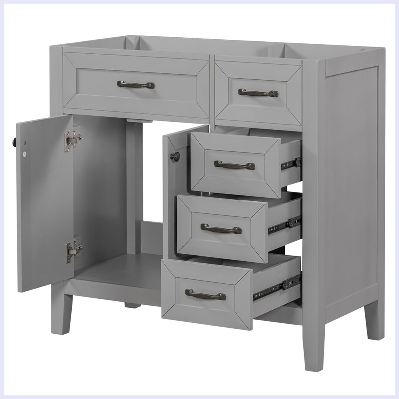 Meuble-lavabo moderne avec armoire et tiroirs, Gris