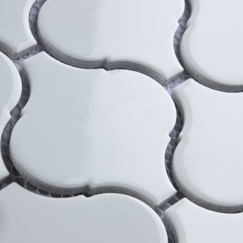 Metro Lantern Glossy White 9-1/2 in. x 10-3/4 in. Porcelain Mosaic Floor and Wall Tile