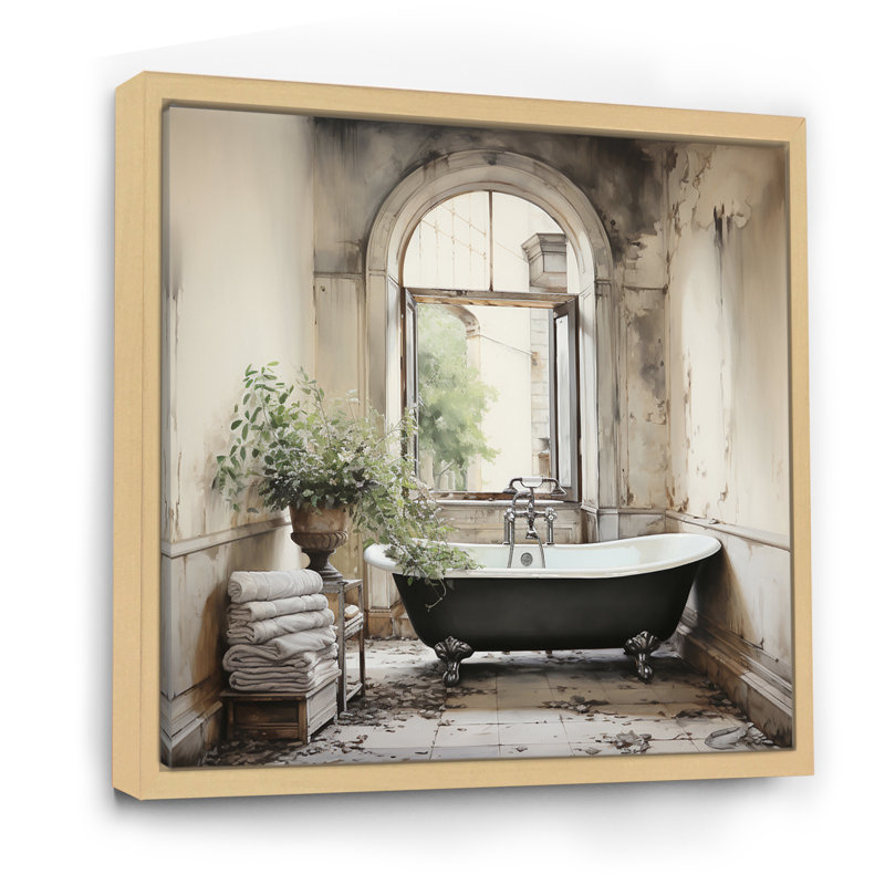 «Bath Bath» de Tranquility II - art mural, Cadre flottant érable, H 30 po x l 30 po x P 1 po