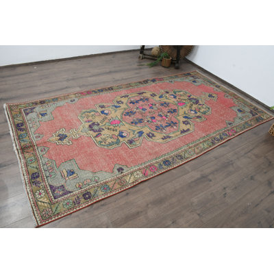 55.9x105.9 Inch Red Wool Patchwork Rug, Traditional Style Large Rug