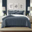 Shay Broad Ticking Stripe Dark Denim Cotton Comforter Set  8 Piece-1967899444