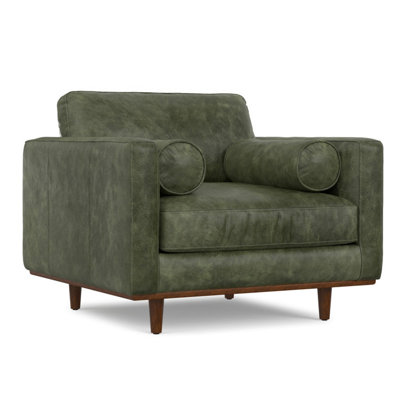  Fauteuil surdimensionné en cuir vert, Green