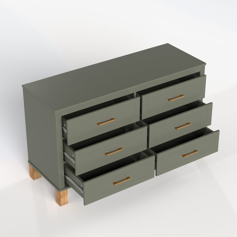 Commode double 6 tiroirs, Olive