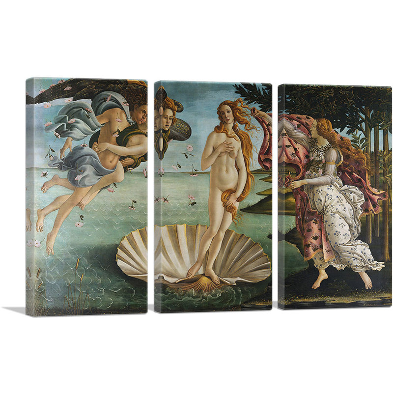 La naissance de Vénus 1485 par Sandro Botticelli - ensemble de 3 reproductions d'art sur toiles tendues