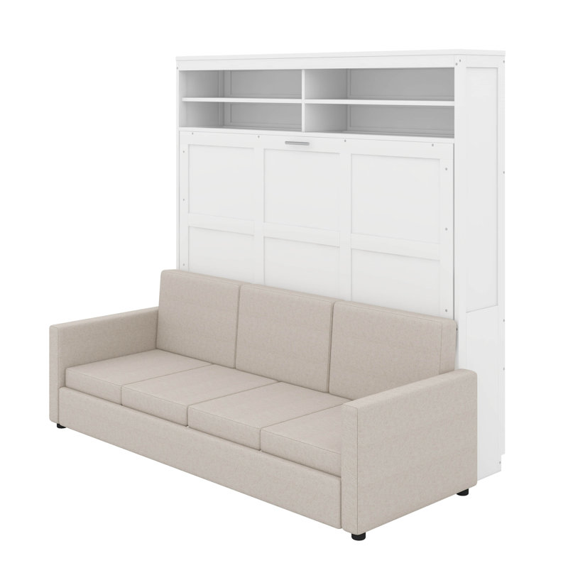 Grand lit escamotable avec canapé, Blanc