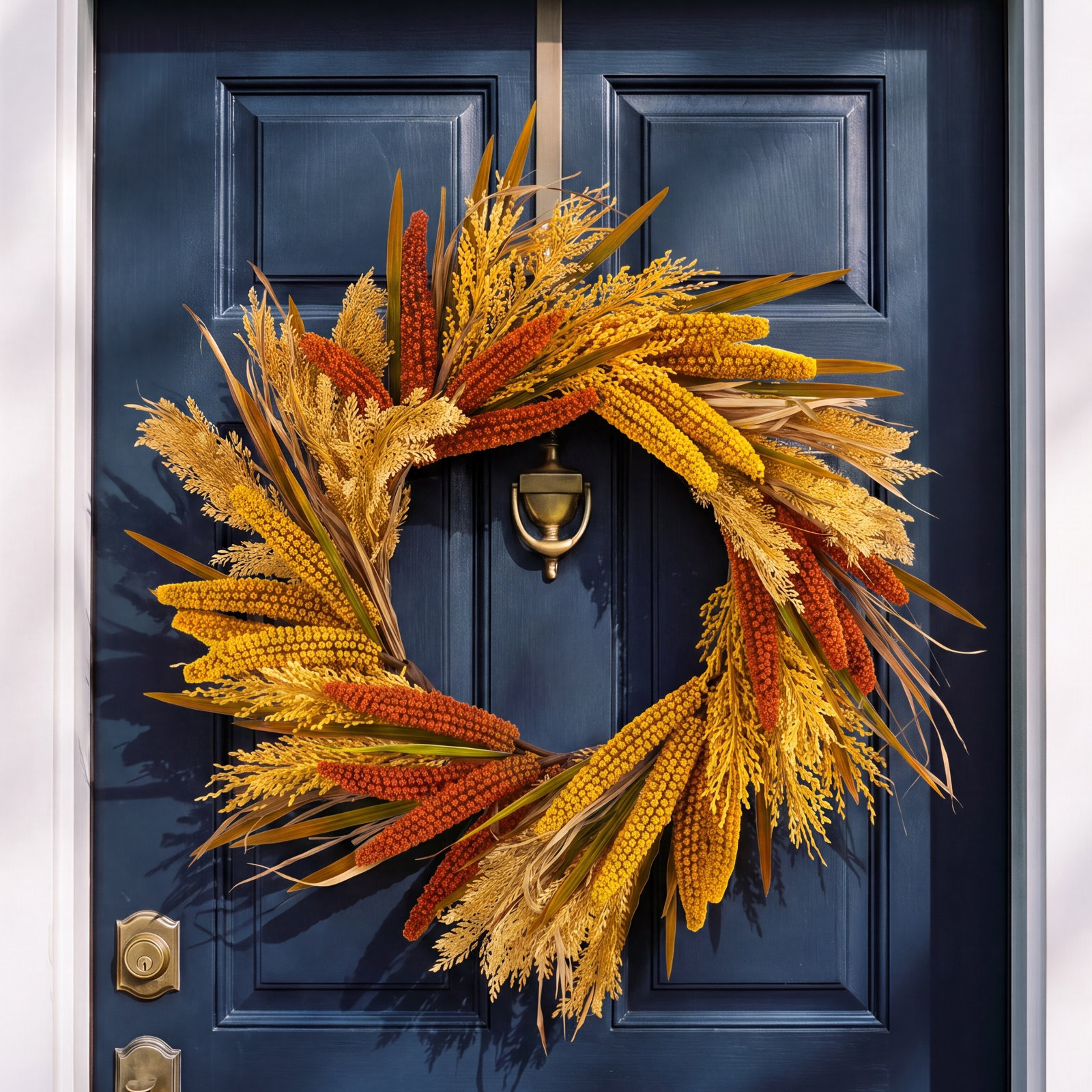 Handcrafted Faux Sorghum Polyester 25'' Wreath