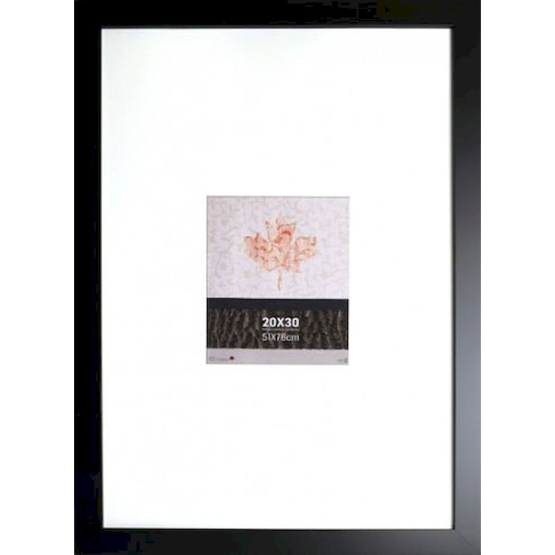 Cadre photo simple en bois biseauté, Noir, 20" x 30"