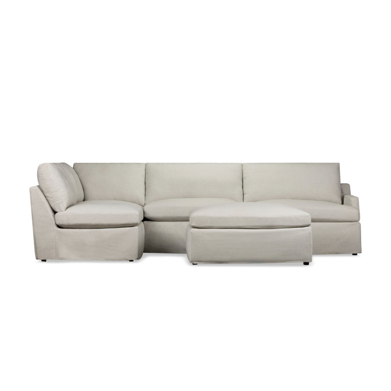 Wrenley 5-Piece Slipcovered Modular Sectional, Left Hand Facing, Macarena Light Gray Canvas