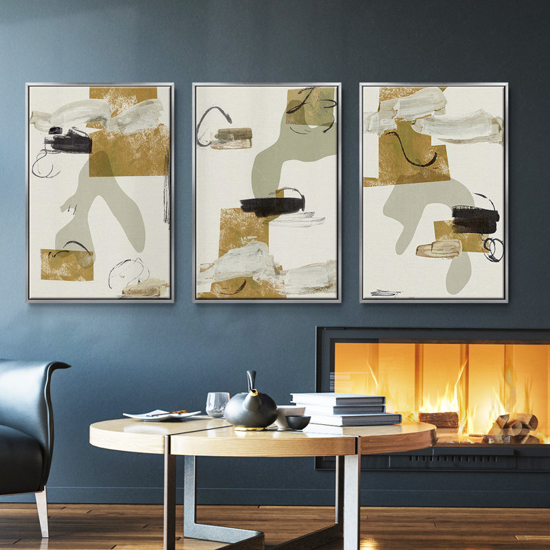 Garden Gems X, ensemble de 3 pièces encadrées sur toile, Encadrement argenté, H 36 po x l 72 po