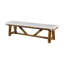 Modern Upholstery Bench With Cushion Rustic Style Trestle Base Upholstered Seat Brown And White Finish