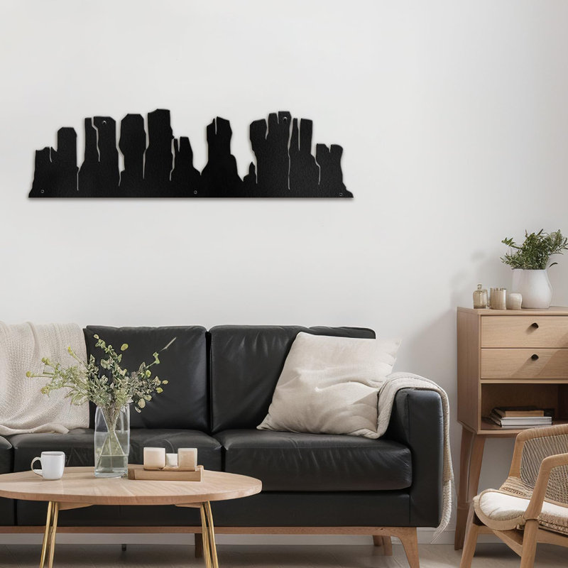 Rustic Mountain Range, décoration murale abstraite moderne, décoration suspendue, décoration murale en métal, Noir