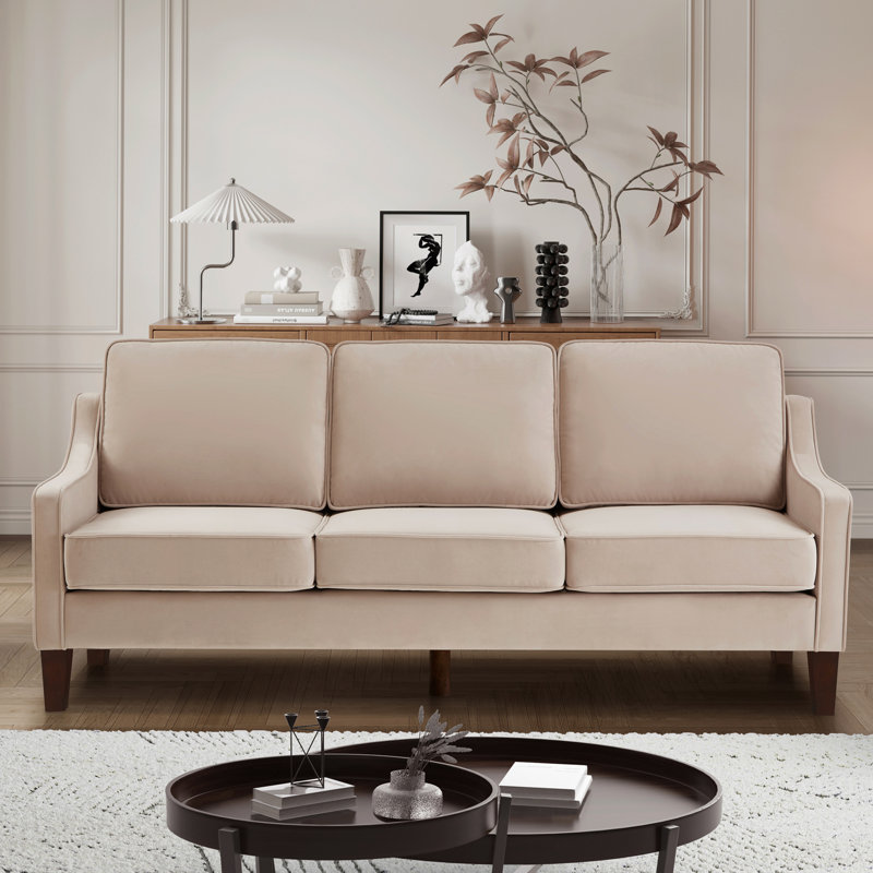 Canapé rembourré en velours 3 places avec coussins amovibles pour la chambre à coucher Livingrooom, Taupe