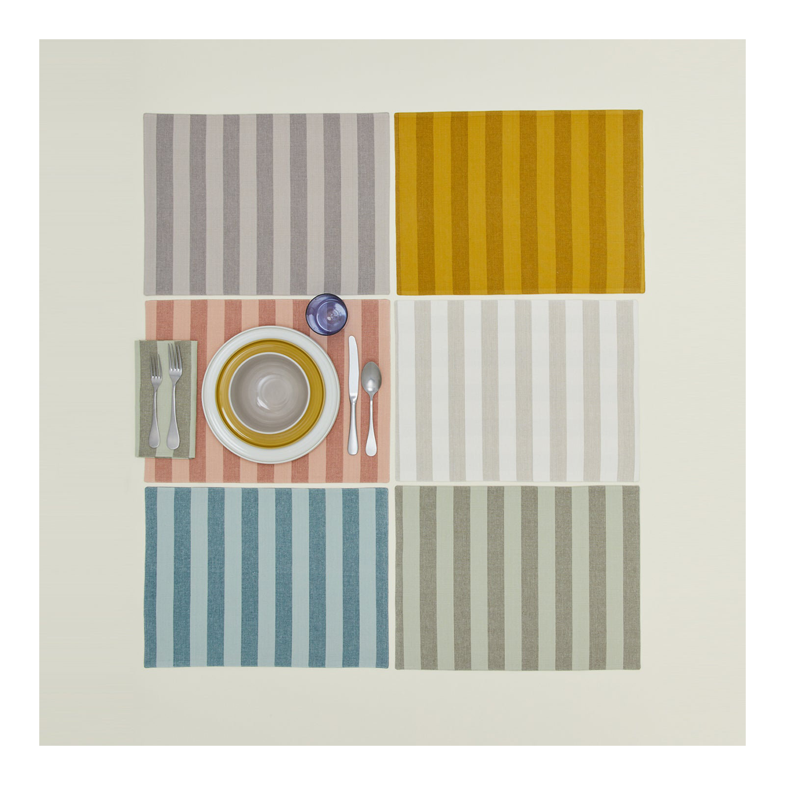 Essential Striped Placemat - Set Of 4, Mustard/Bronze
