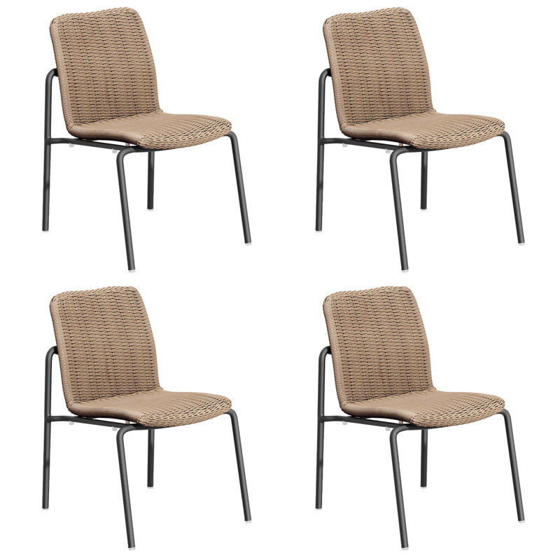 Orso Stacking Powder Coated Aluminum Patio Side Chair, Carbon, Sand
