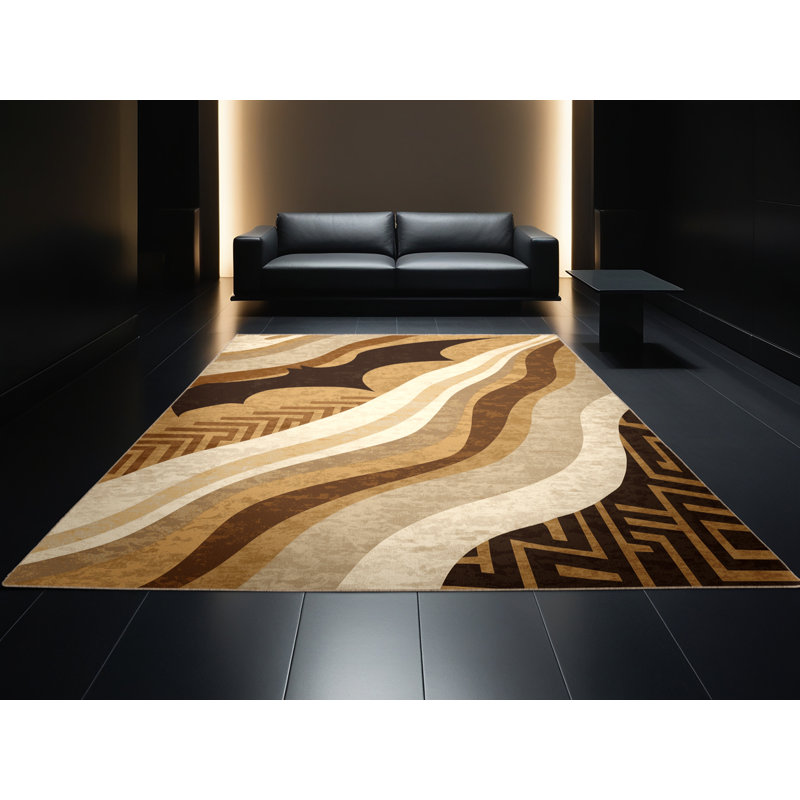 Tapis éclectique brun / beige Pittman Camazotz lavable à la machine, 4 x 2