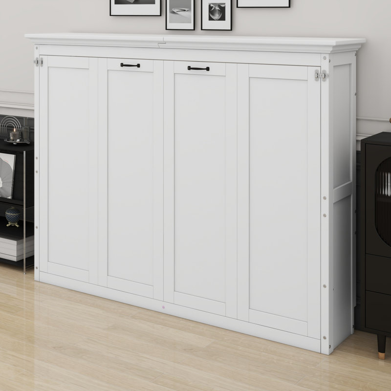 Lit escamotable minimaliste se pliant dans une armoire, Blanc
