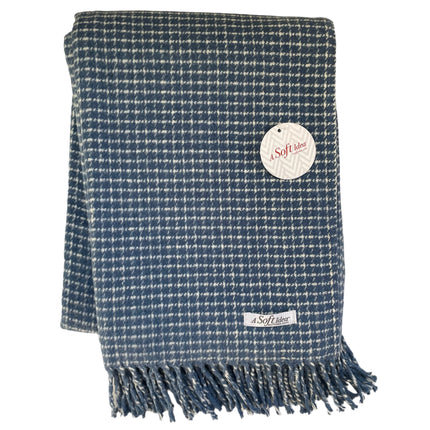 Jeté à petits carreaux, L 67 po x l 50 po, Bleu / crème à carreaux