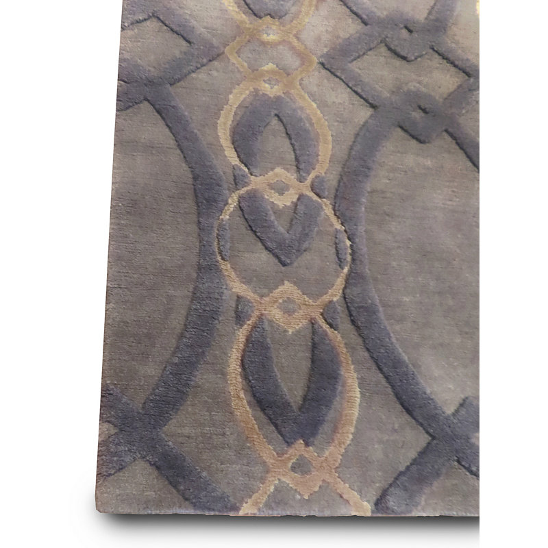 Modern Tibet Hand Knotted Area Rug in Blue, Rectangle 4' x 6'