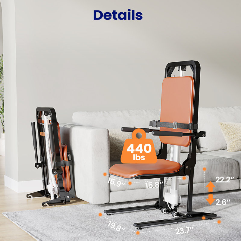  Lève-personne électrique robuste, chaises d'appoint pré-assemblées, dispositifs antichute, soulève les personnes âgées du sol, supporte jusqu'à 440 lb