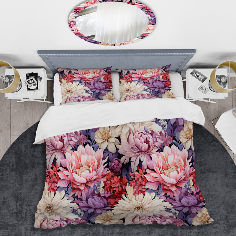 Ensemble de housse de couette multicolore Watercolor Wonderland, Housse de couette pour très grand lit et 2 très