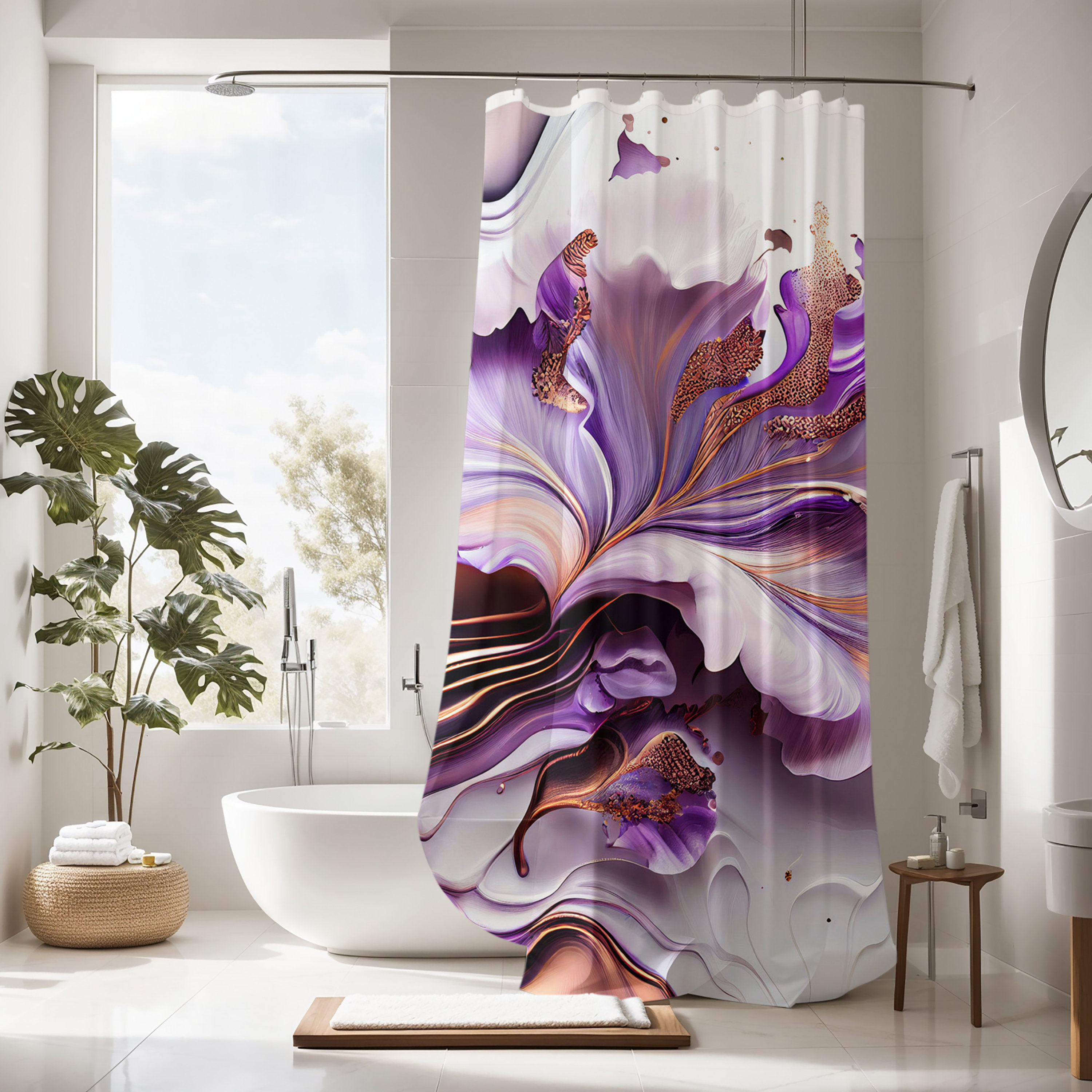 East Urban Home Antwonne Abstract Shower Curtain | Wayfair