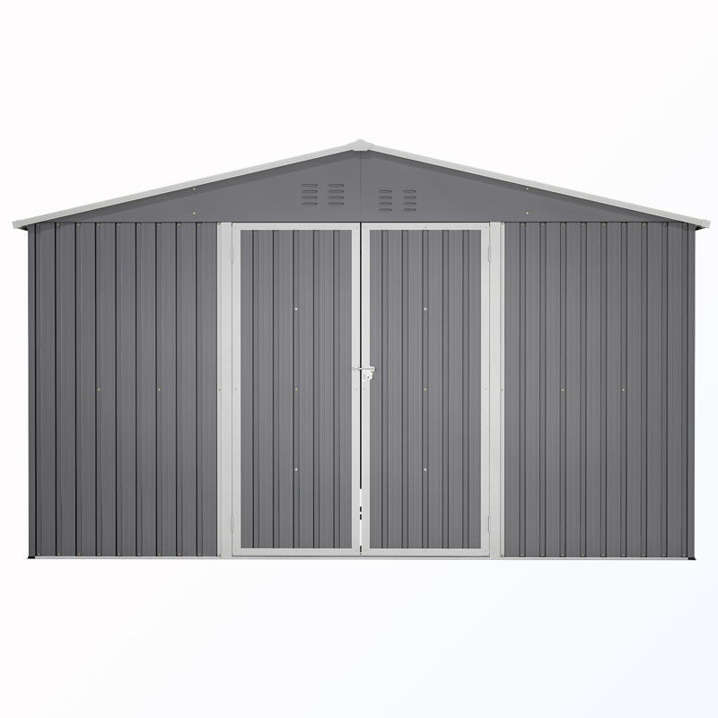 Remise de rangement avec structure de plancher renforcée et portes verrouillables et 4 évents