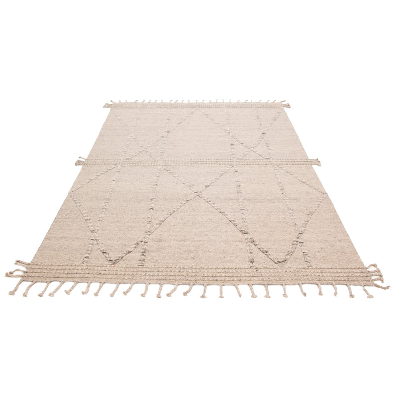 Tapis gris clair en laine noué à la main 9 pi 0 po x 12 pi 0 po Tanger