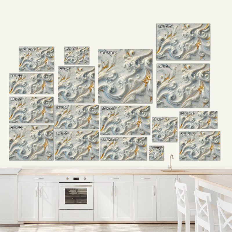 Golden Flourish Tempered Glass Backsplash Tile - Kitchen Wall Decor, 17" H x 17" W