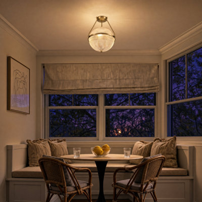 3-Light Gold Dimmable Glass Globe Semi Flush Mount