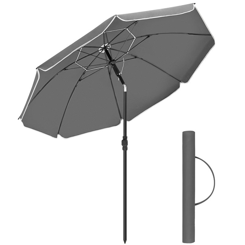 Braley Beach Parasol, 230cm H x 200cm W x 200cm D, Grey