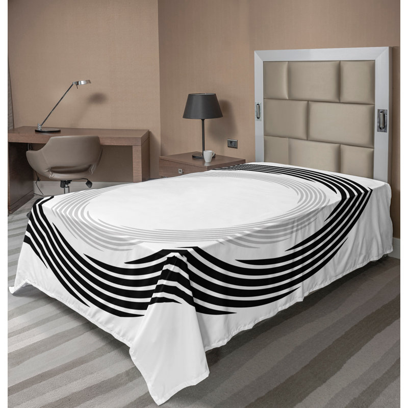 Ambesonne Marble Print Top Flat Sheet Marble Grunge Stone King Beige Brown, Drap plat pour lit simple, Noir / abstrait