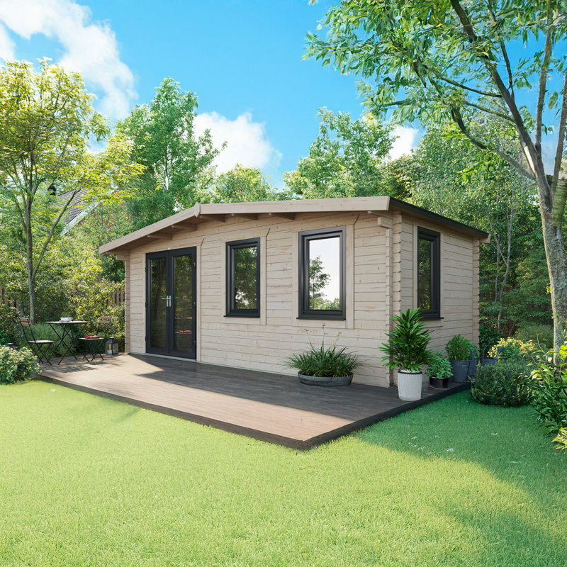Powersheds 10 x 20ft Chalet Log Cabin, Doors to the Left - 44mm