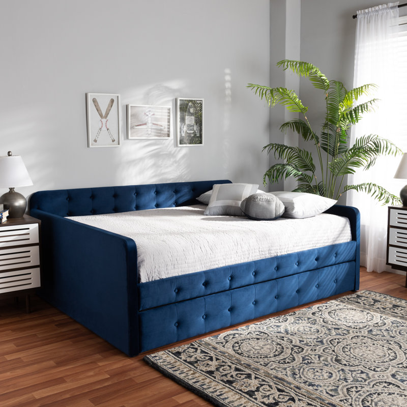 Meroe Upholstered Daybed, Navy Blue, Full