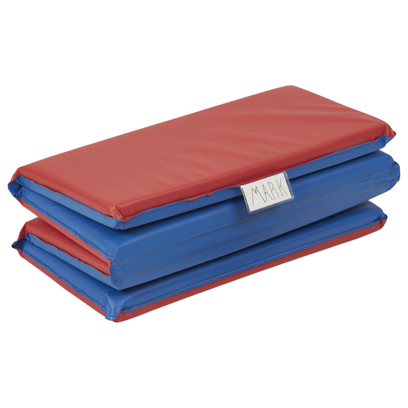Tapis de repos pliable ECR4Kids Premium, 4 sections, 2 po, bleu / rouge, paquet de 5