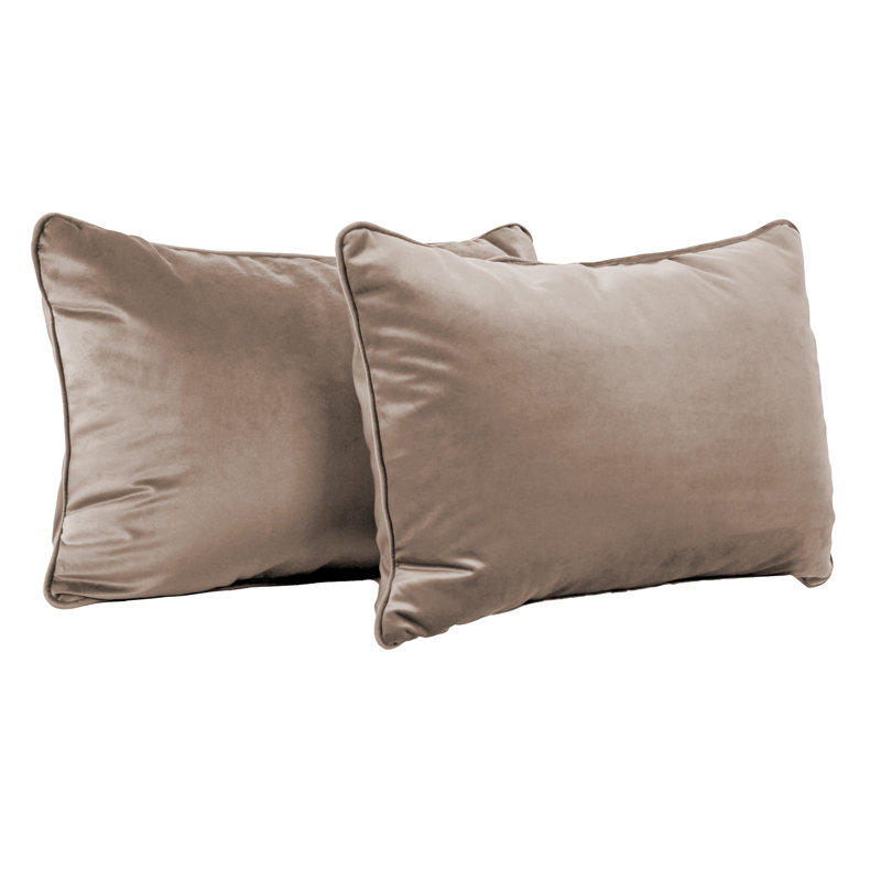 Rectangle Lumbar Microfiber Pillow with Piping, 2-pack, Caffe, Rectangular 16"H x 24"W