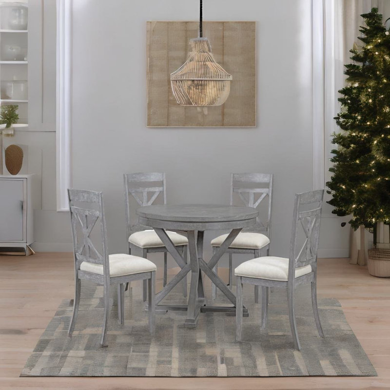 Ensemble de table de salle à manger extensible 5 pièces 5 pièces, Gris, Gris