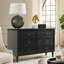 Commode Sevy avec tissu rétro, noir et gris, 6 tiroirs
