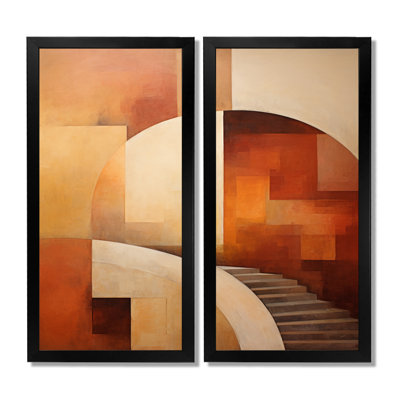 «Stairway To The Autre Side», art mural abstrait, impression sur toile 2 panneaux