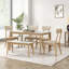 Ensemble de table de salle à manger 6 pièces, une table, un banc et quatre chaises, plateau de table blanc ultrabrillant de couleur chêne clair