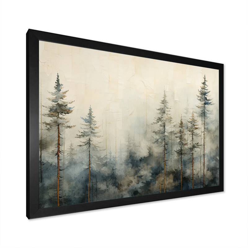 Minimalisme forêt de pins d'hiver - décoration murale forêt, H 12 po x l 20 po x P 1 po, Cadre simple noir