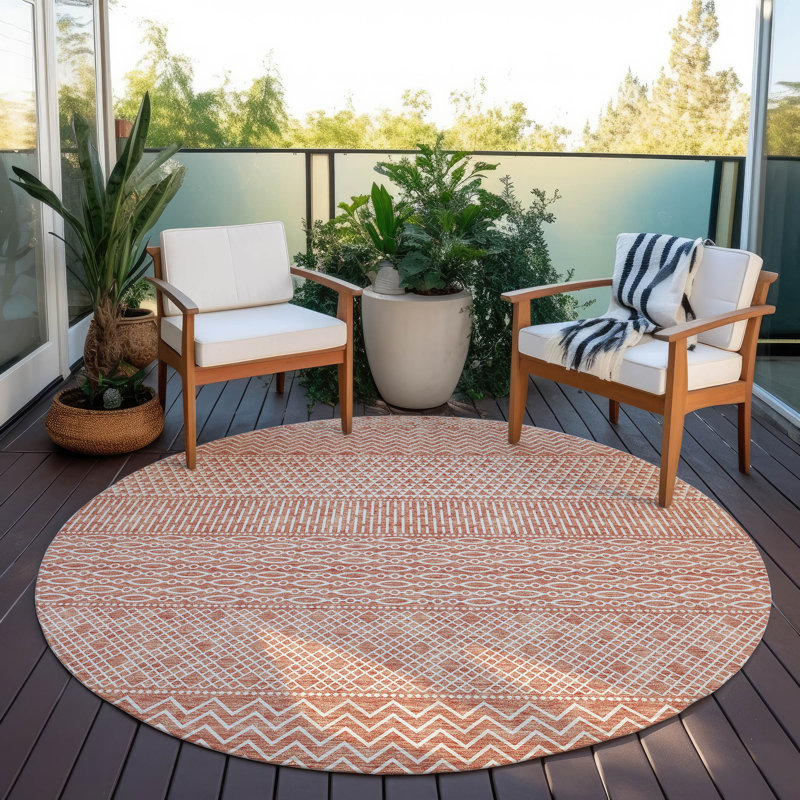 Tisdell Area Rug with Non-Slip Backing, Round 8'